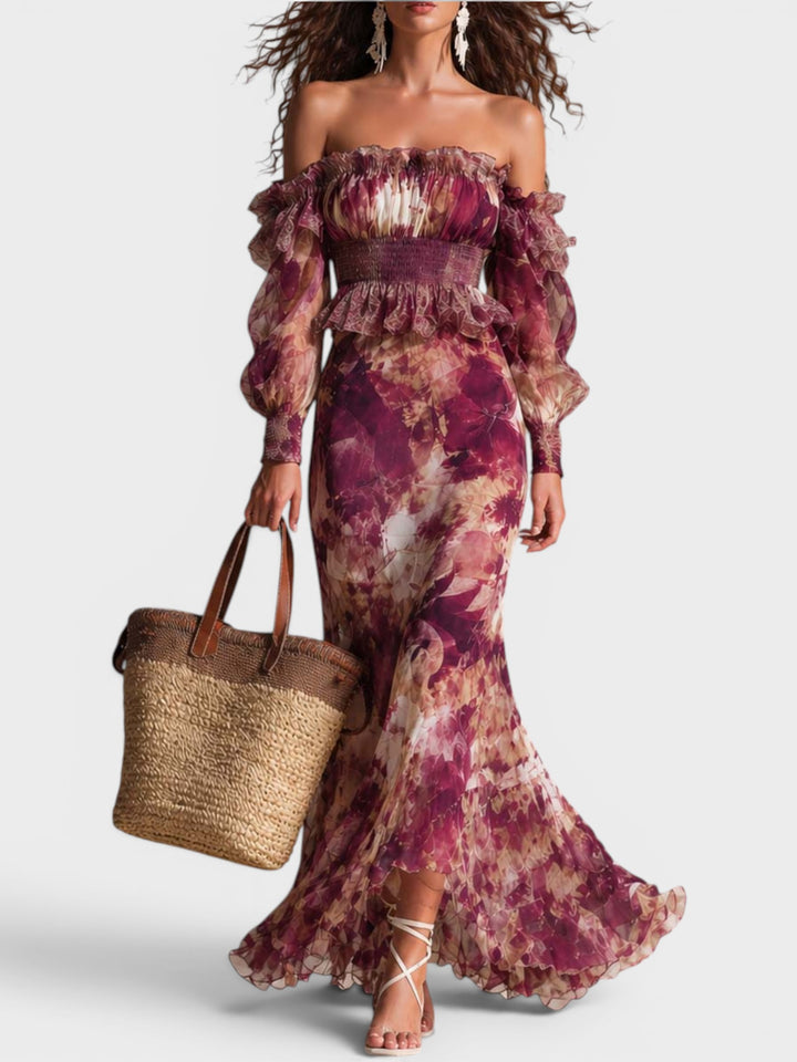 Amara | Romantic Off-Shoulder Floral Maxi Dress