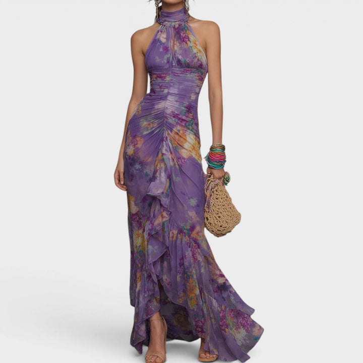 Lavande | Romantic Watercolor Ruffle Maxi Dress