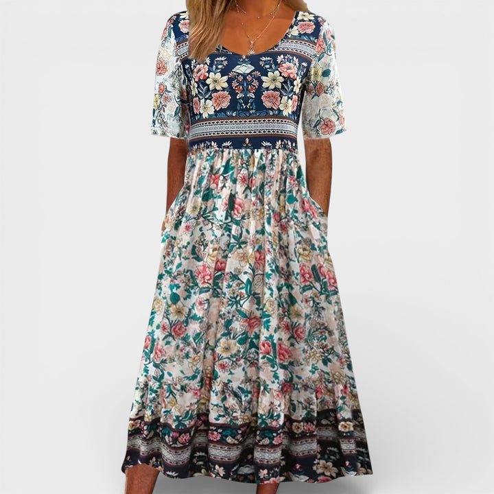 Josie | Floral Boho Midi Dress