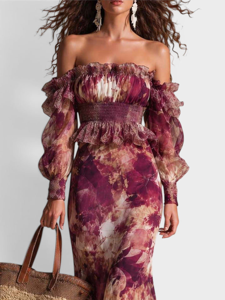 Amara | Romantic Off-Shoulder Floral Maxi Dress