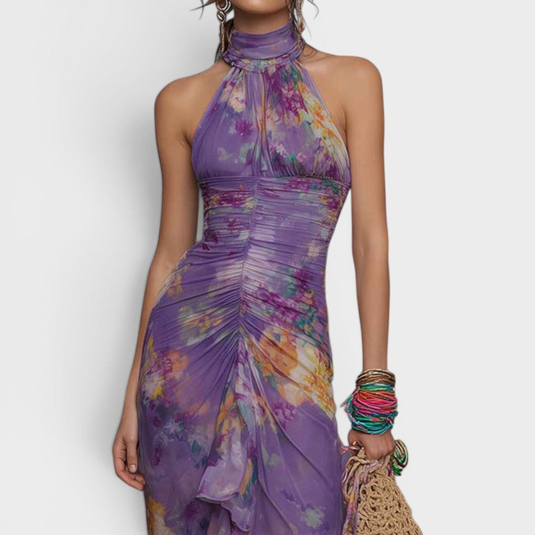 Lavande | Romantic Watercolor Ruffle Maxi Dress