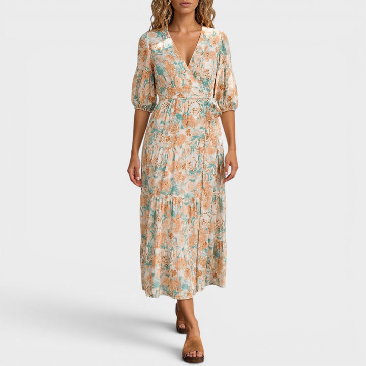 Seraphina | Floral Wrap Waist Midi Dress