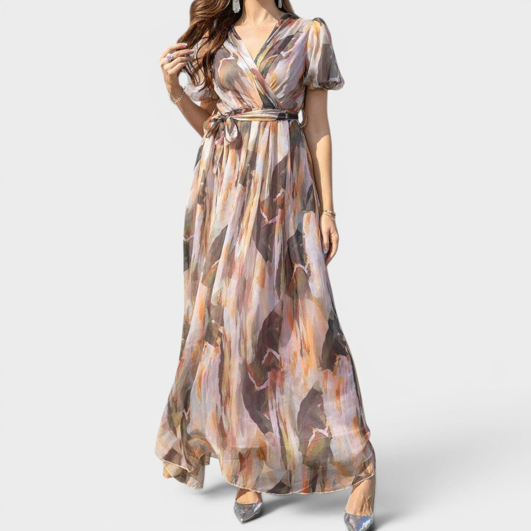 Celestine | Watercolor Elegance Wrap Maxi Dress