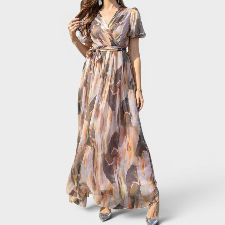 Celestine | Watercolor Elegance Wrap Maxi Dress