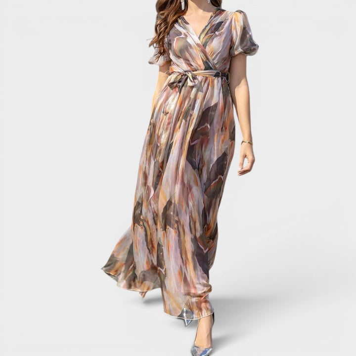 Celestine | Watercolor Elegance Wrap Maxi Dress