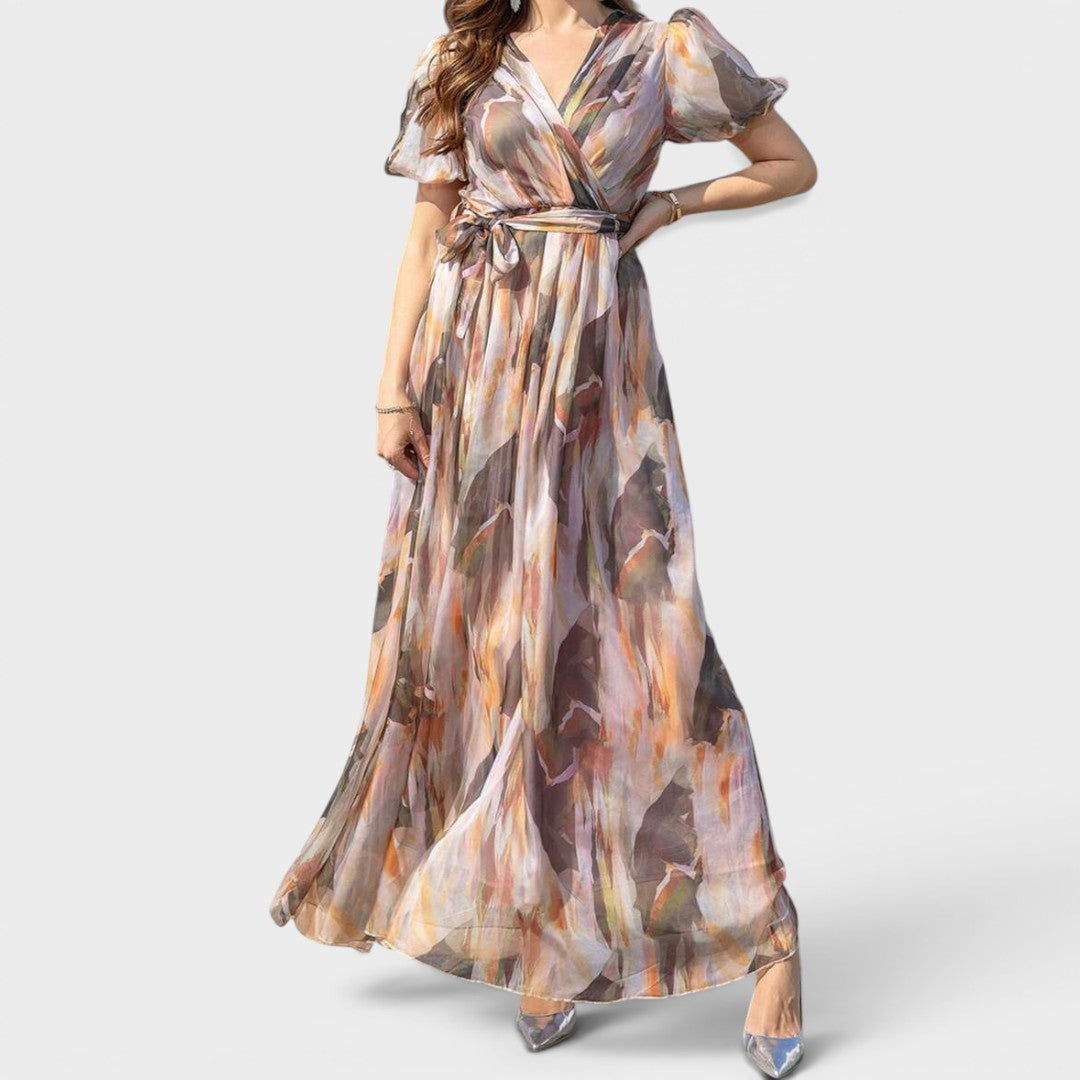 Celestine | Watercolor Elegance Wrap Maxi Dress