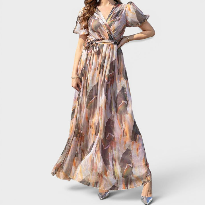 Celestine | Watercolor Elegance Wrap Maxi Dress