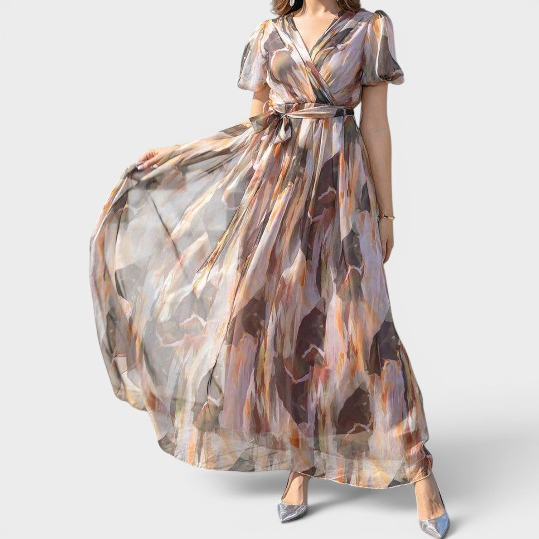 Celestine | Watercolor Elegance Wrap Maxi Dress
