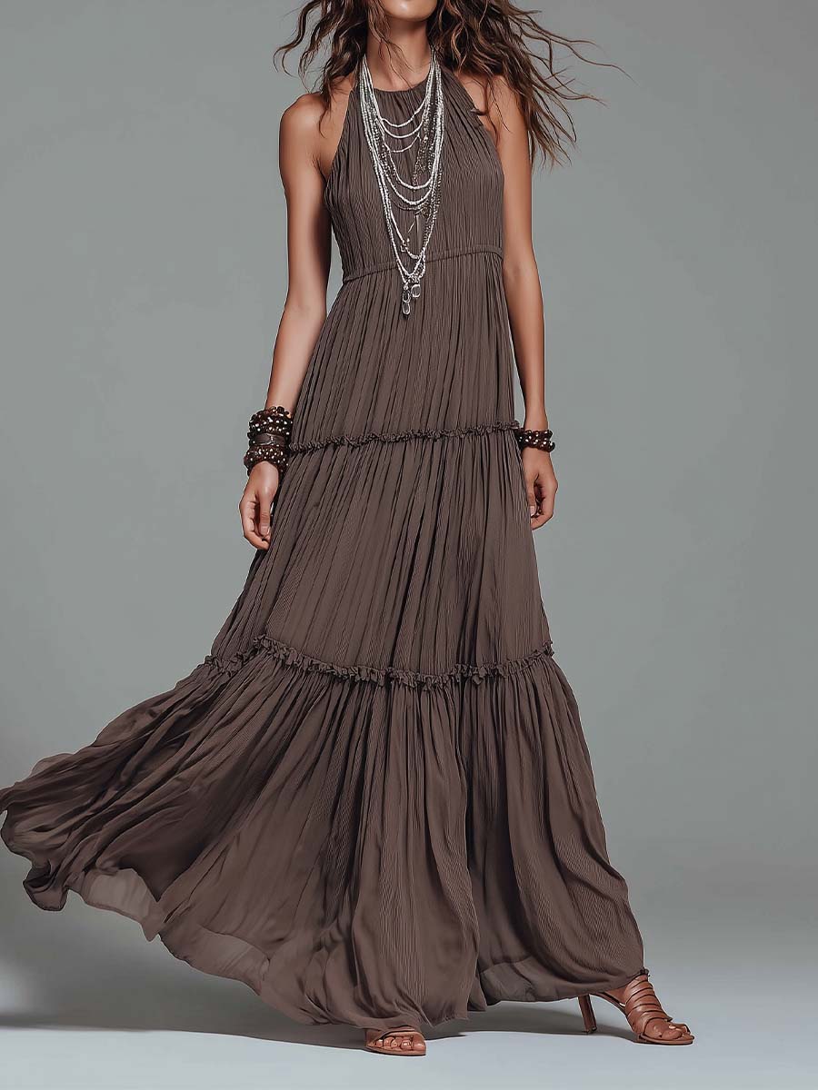 Serena | Bohemian Pleated Maxi Dress