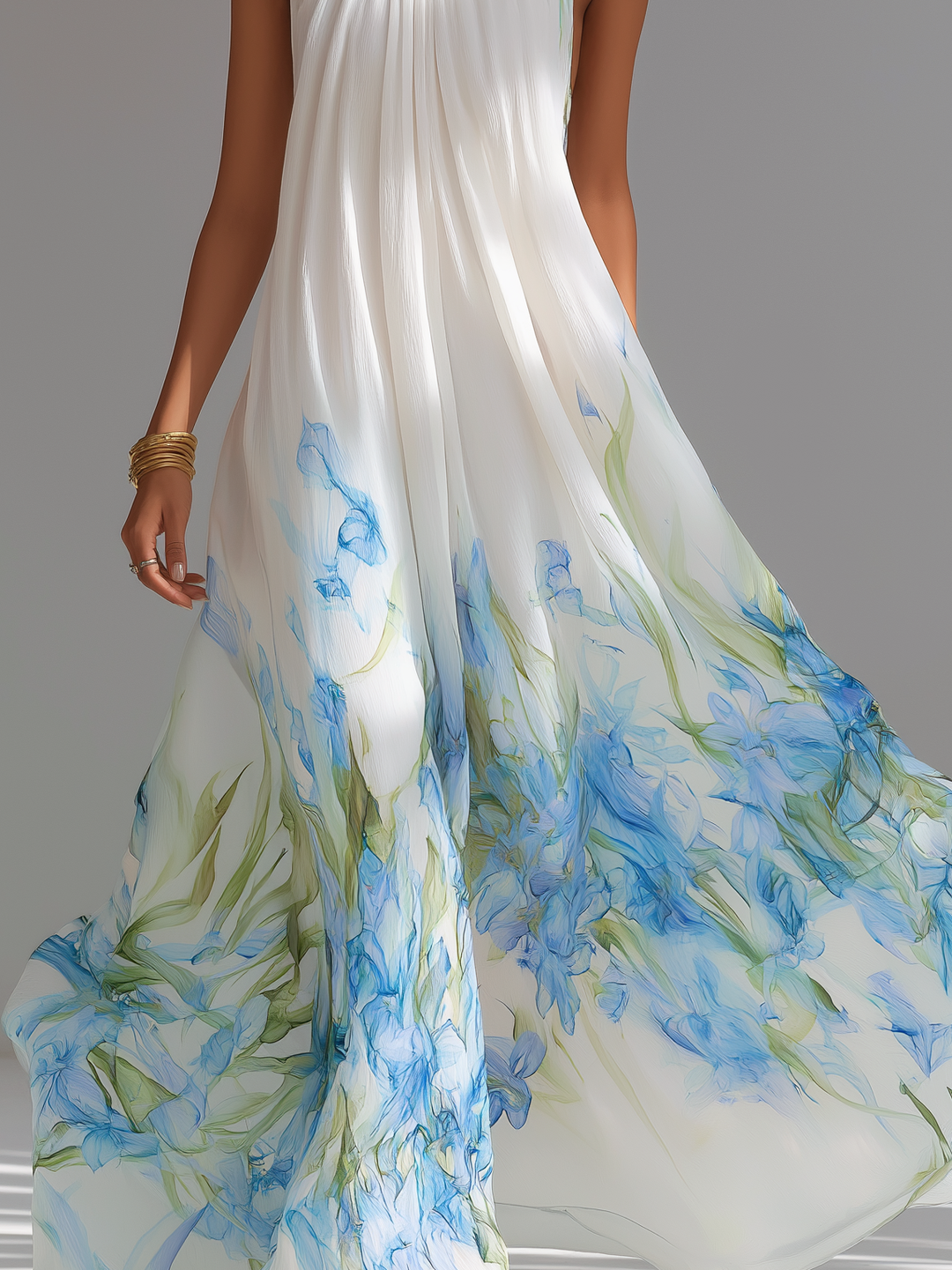 Aveline™ | Flowy Chiffon Halter Maxi Dress