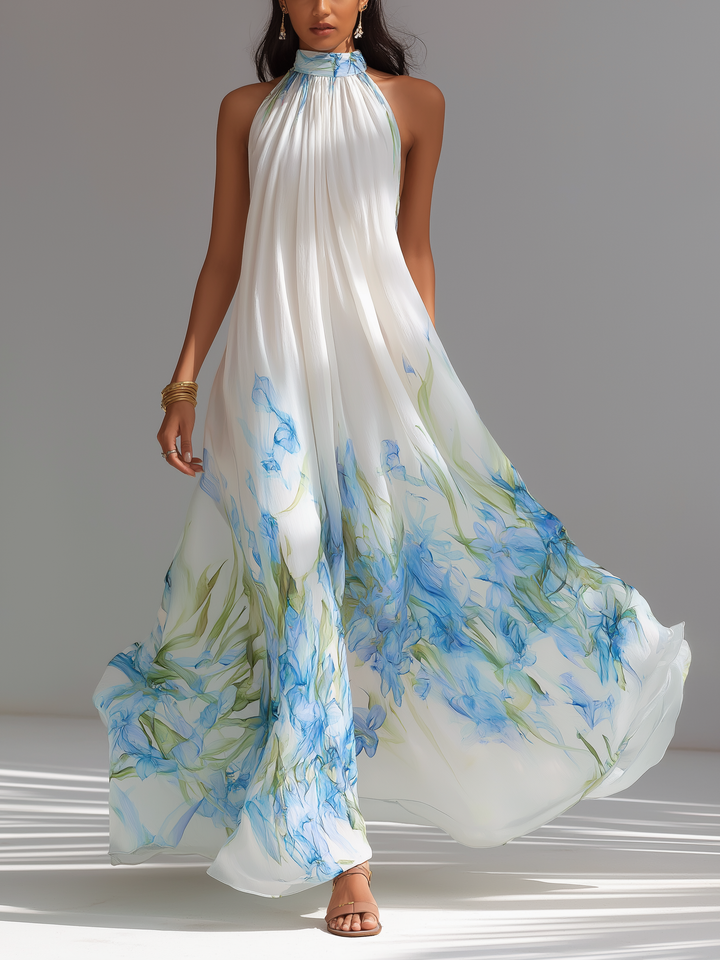 Aveline™ | Flowy Chiffon Halter Maxi Dress