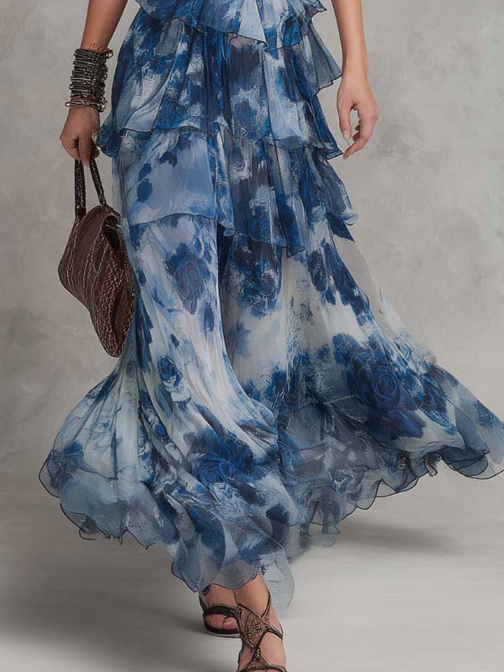 Lisa | Bohemian Floral Halter Maxi Dress