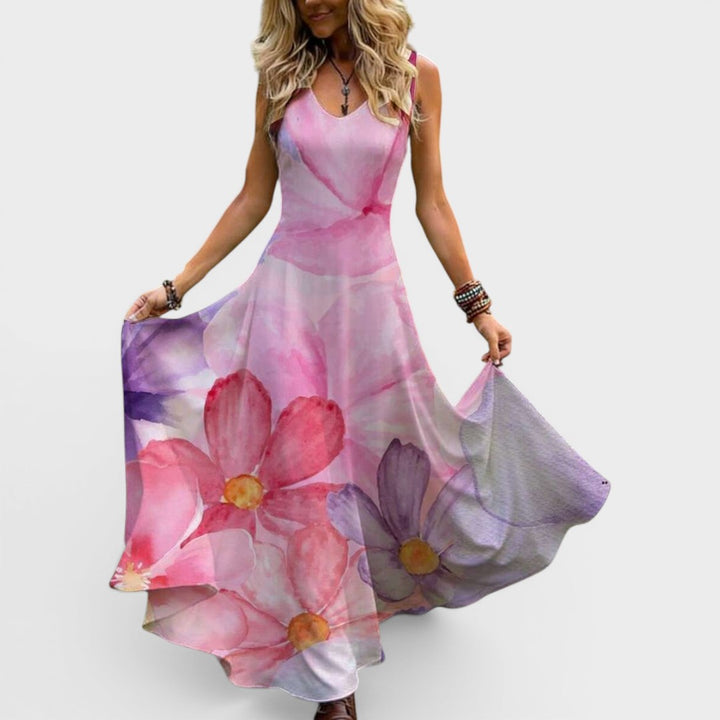 Valerie | Watercolor Floral Flowy Maxi Dress