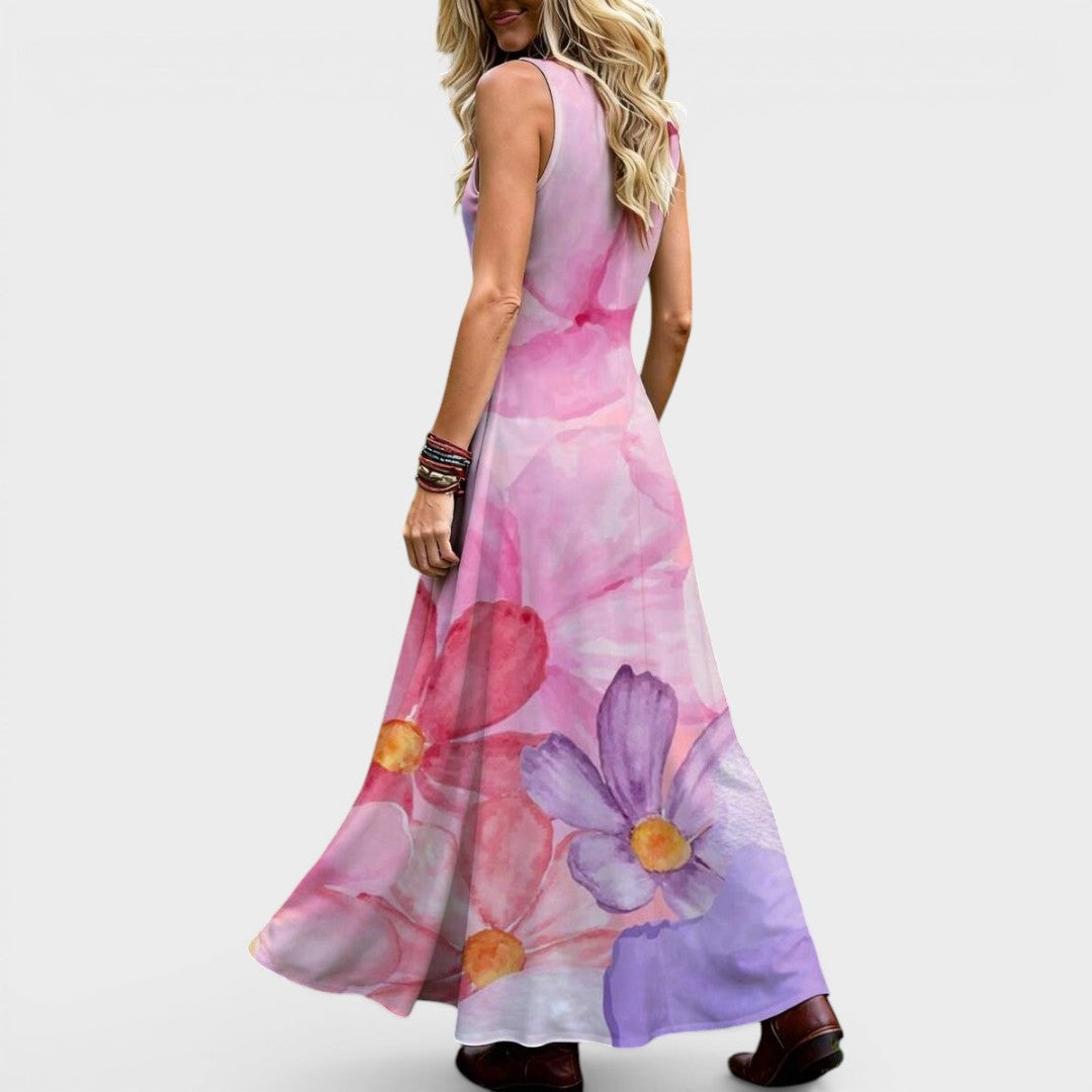 Valerie | Watercolor Floral Flowy Maxi Dress