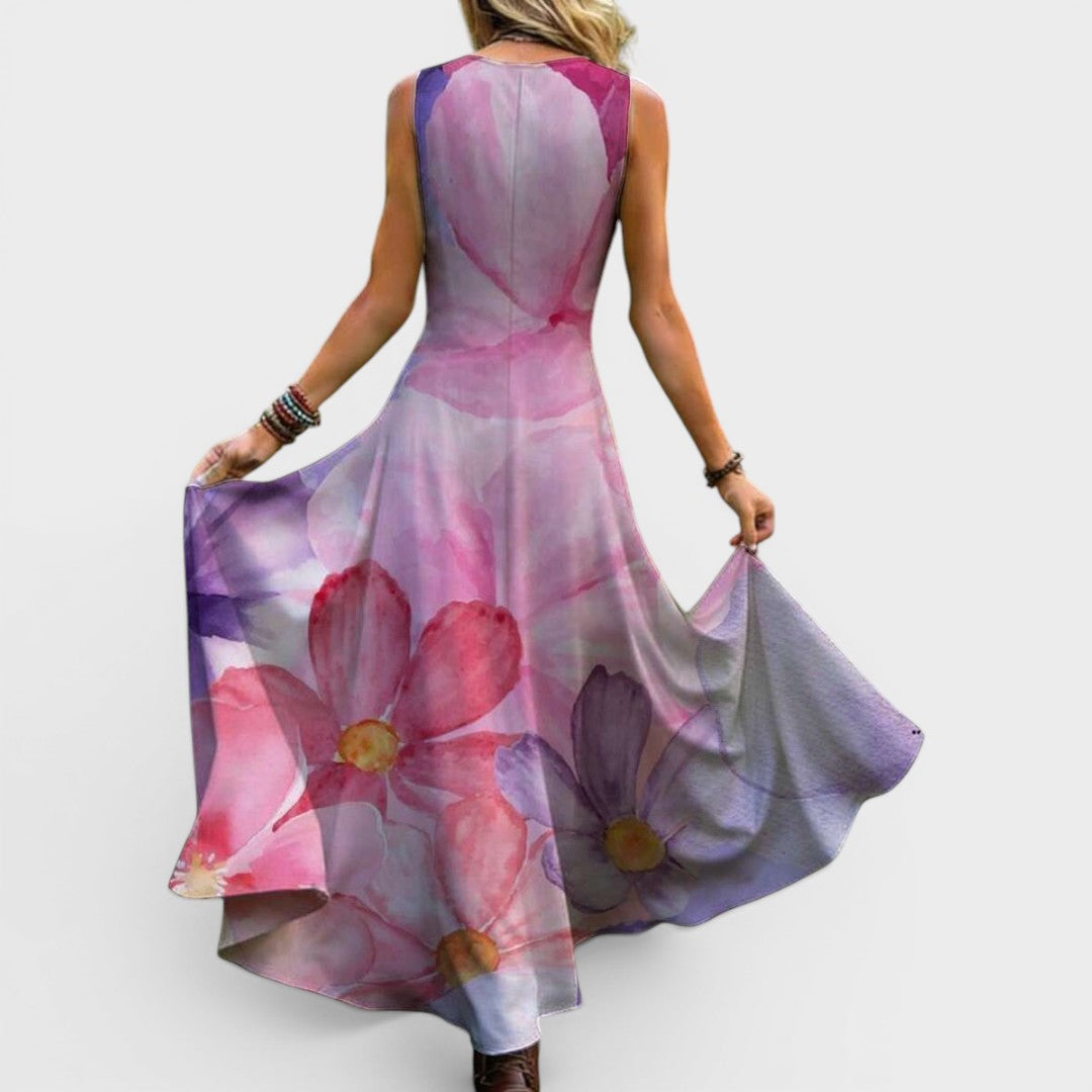 Valerie | Watercolor Floral Flowy Maxi Dress