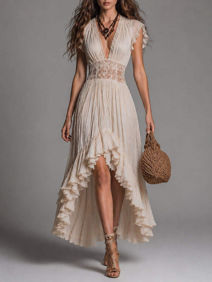 Isadora | Romantic High-Low Ruffle Maxi Dress