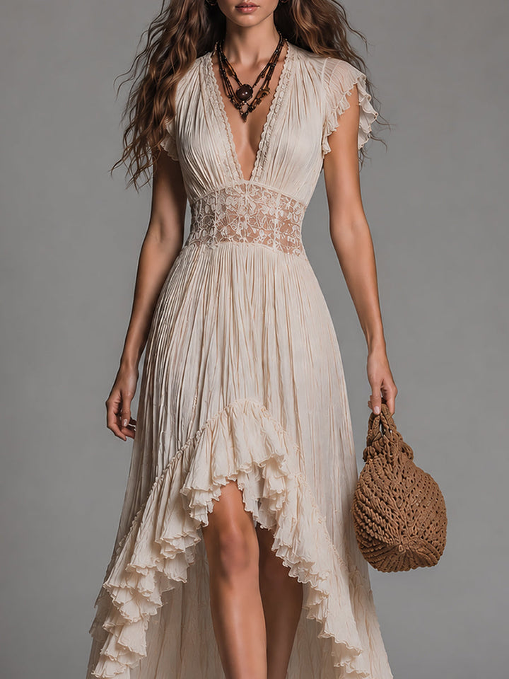 Isadora | Romantic High-Low Ruffle Maxi Dress