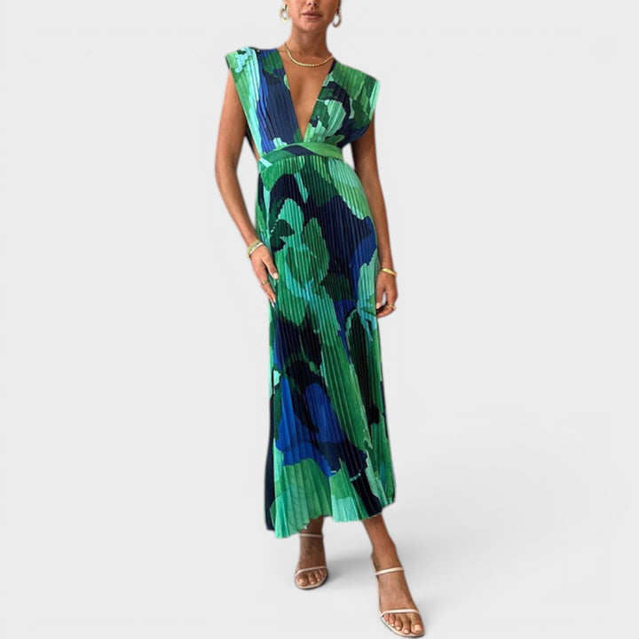 Emerald | Pleated Artistic Maxi Dress