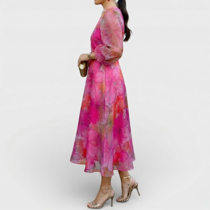 Aria | Elegant Floral Midi Dress