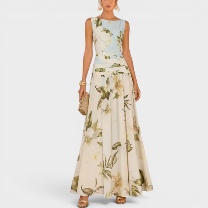Sarah | Botanical Sleeveless Maxi Dress