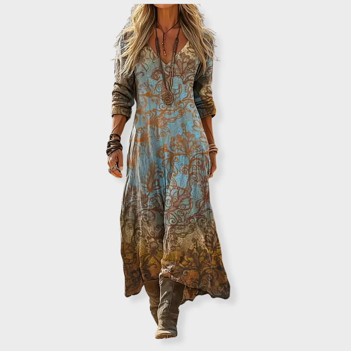 Skylar | Vintage Bohemian Midi Dress