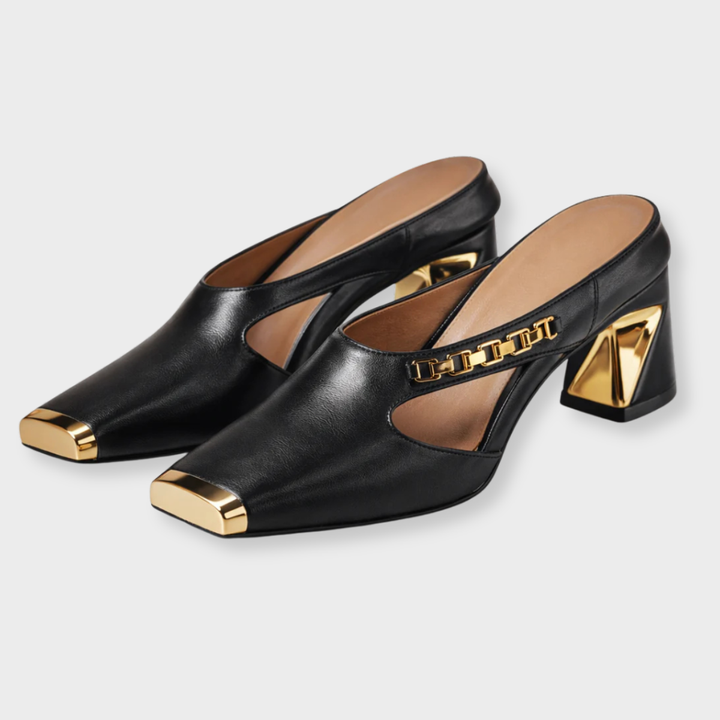 Andrea | Gilded Block Heels