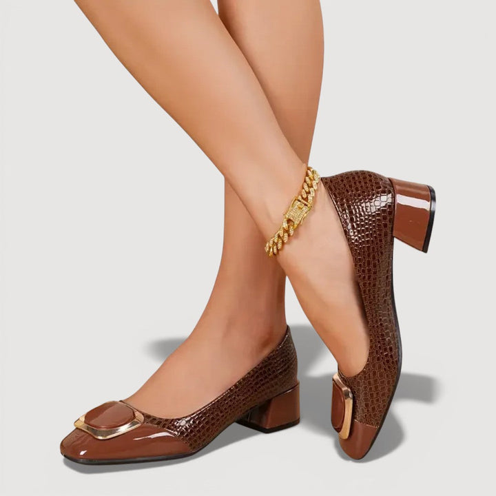 Livana | Croco Block Heels