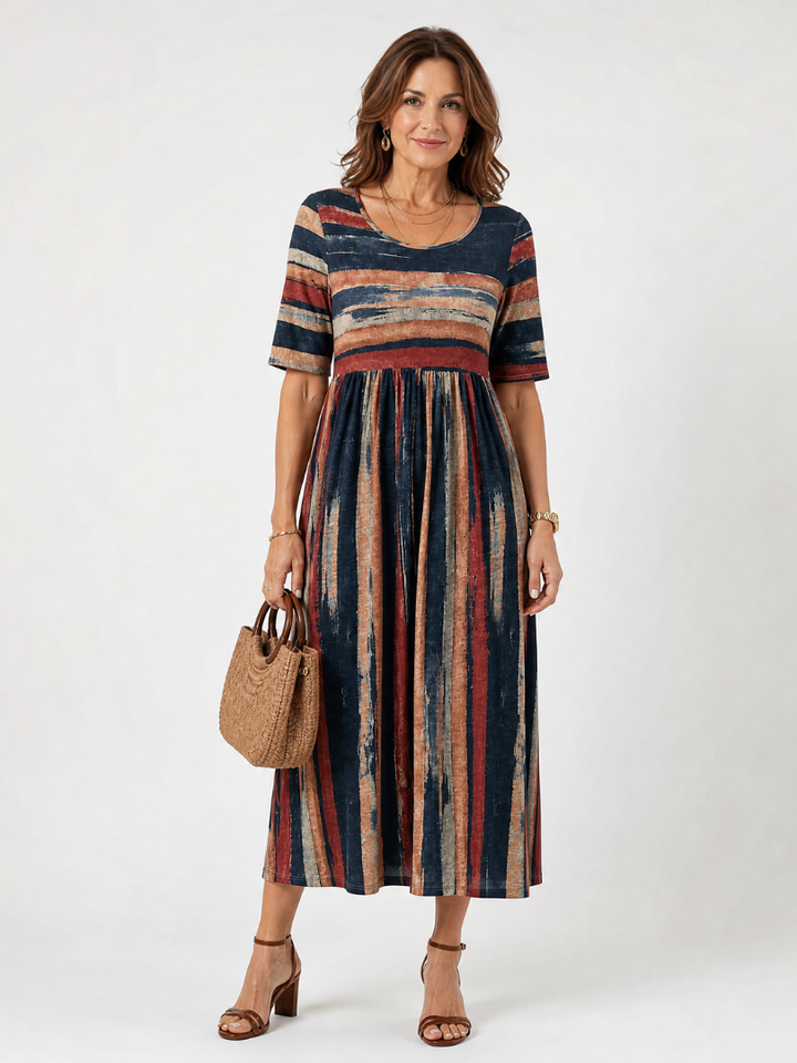 Melissa | Vintage Stripe Empire Waist Midi Dress