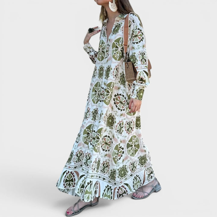 Siena | Bohemian Print Maxi Shirt Dress