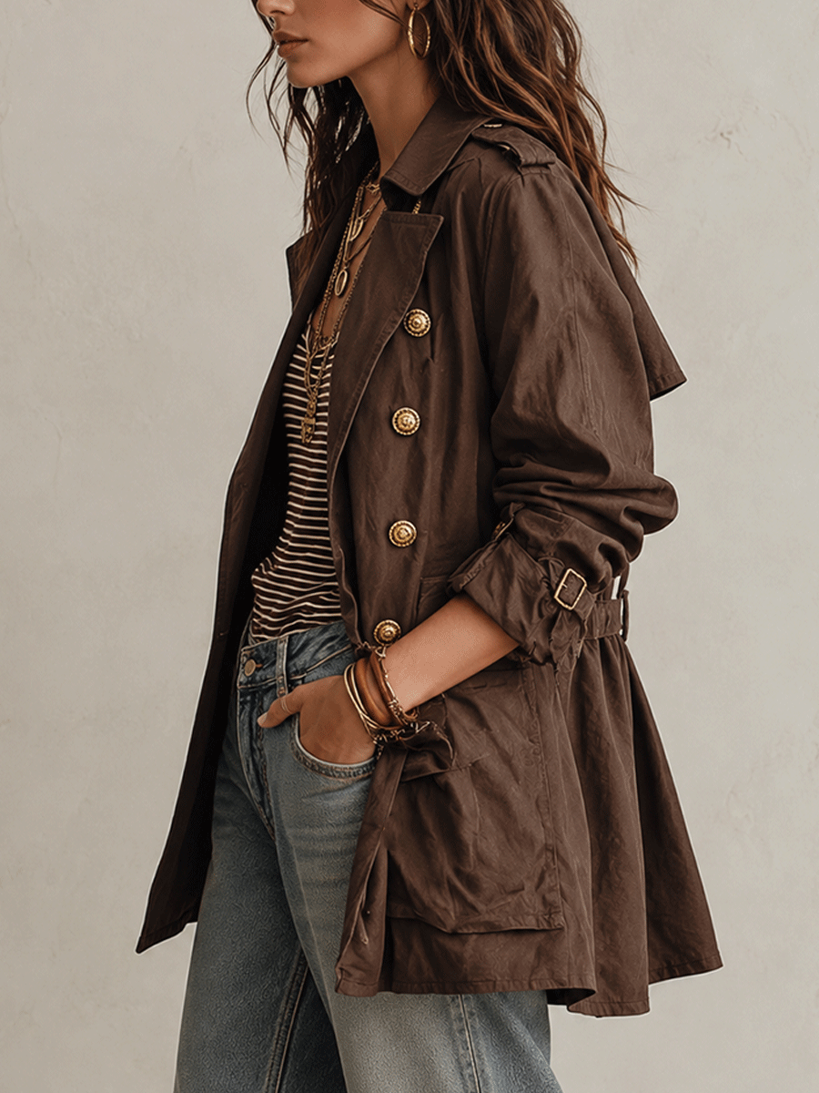 Denise | Double-Breasted Belted Trench Coat