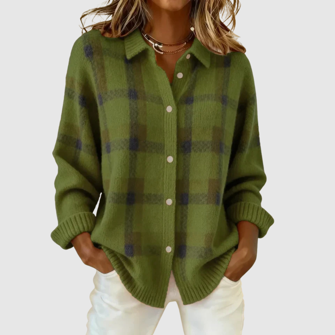 Valeria | Casual Contrast Retro Plaid Sweater