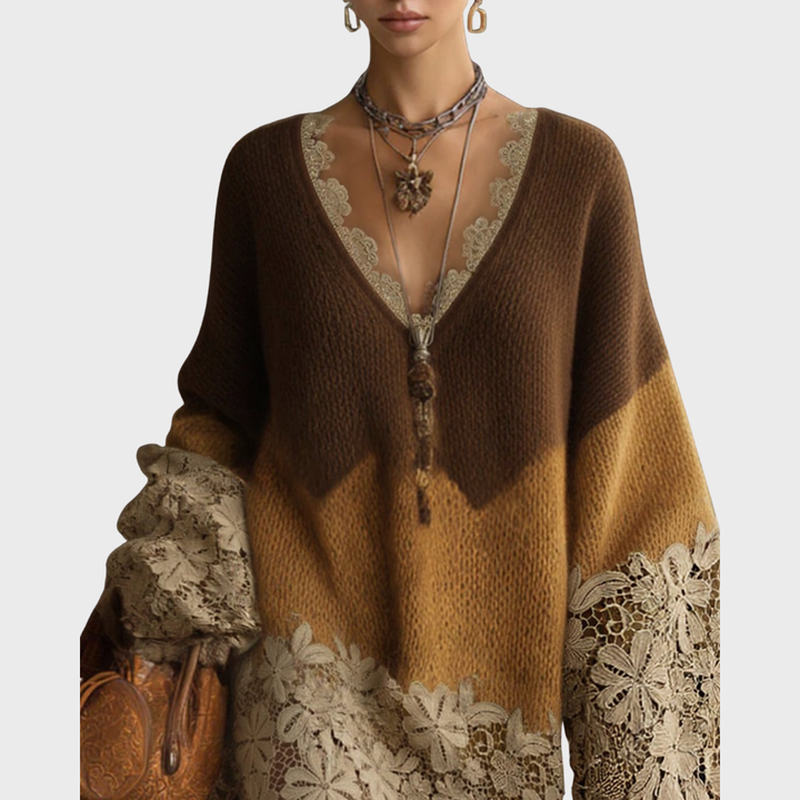 Brown Ombre Oversized Knit Mini Dress