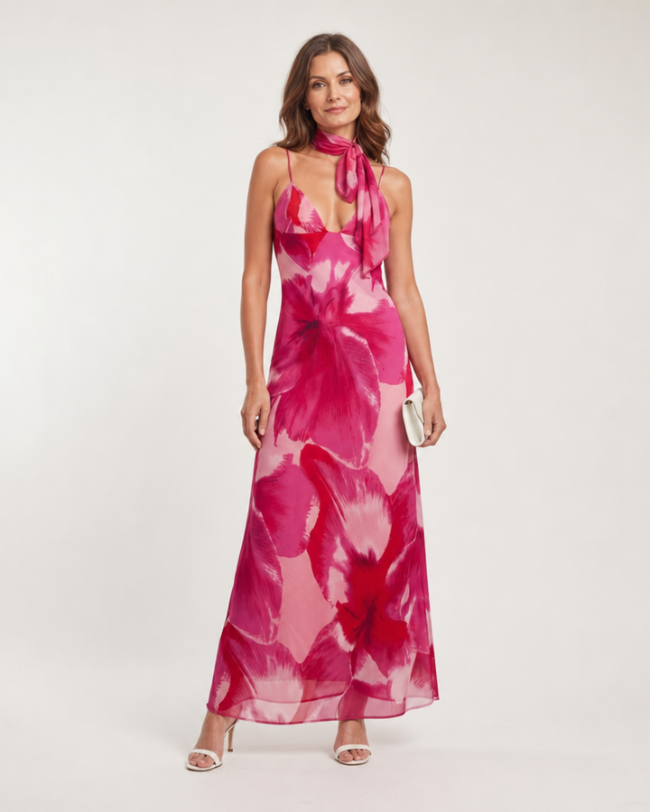 Najem | Watercolor Print Sleeveless Deep V Maxi Dress