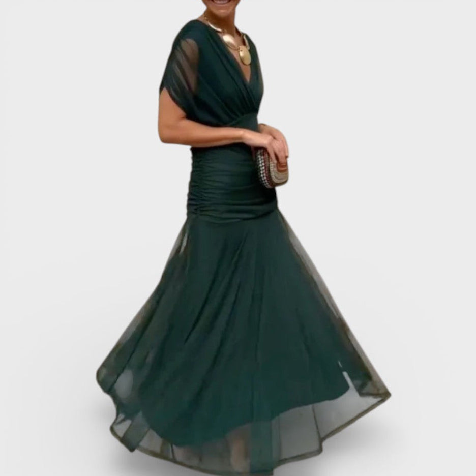 Margaret | Elegant Floral V-Neck Maxi Dress