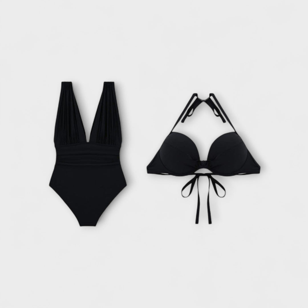 Miravo - Shaping Swimsuit with Deep Neckline & Adjustable Straps