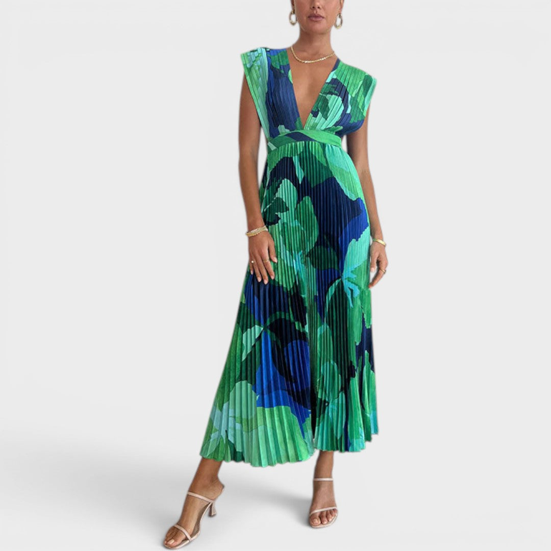 Emerald | Pleated Artistic Maxi Dress