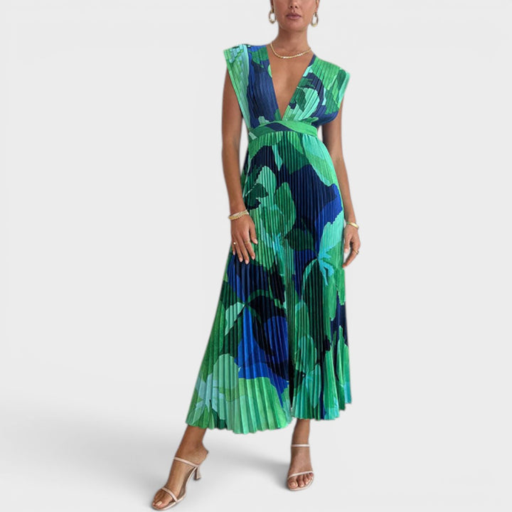 Emerald | Pleated Artistic Maxi Dress