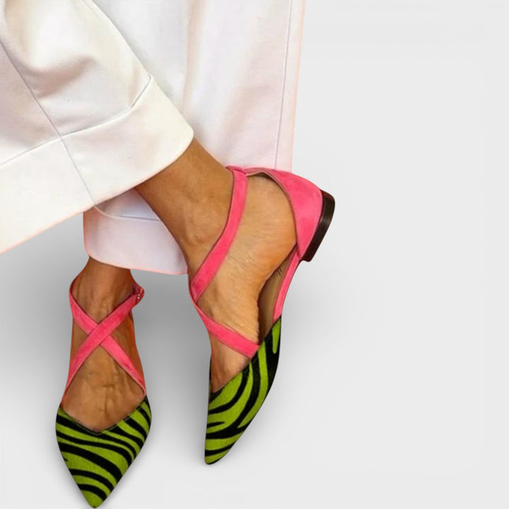 Ballerina Fenna with Zebra Print and Crossed Straps