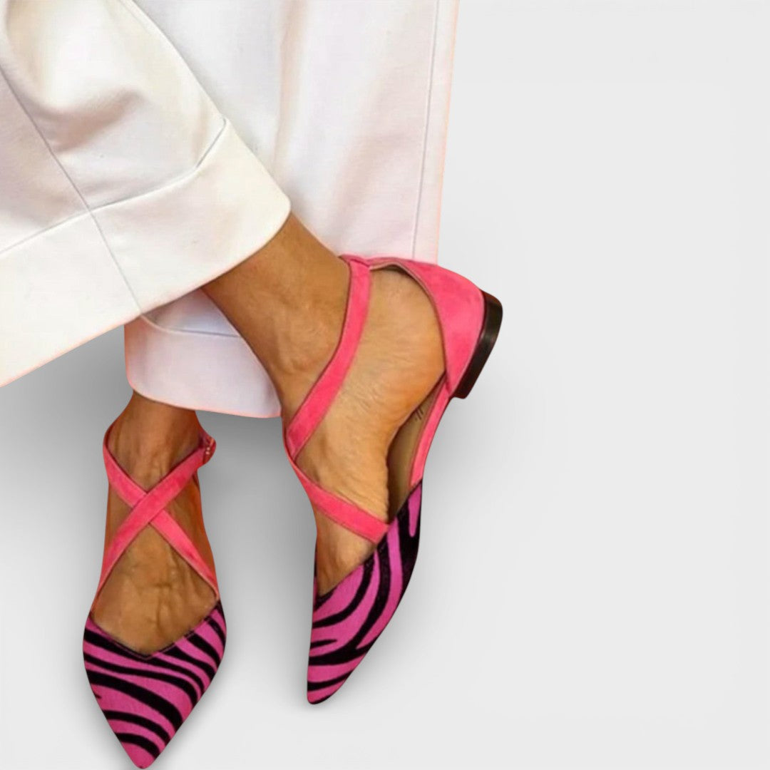 Ballerina Fenna with Zebra Print and Crossed Straps