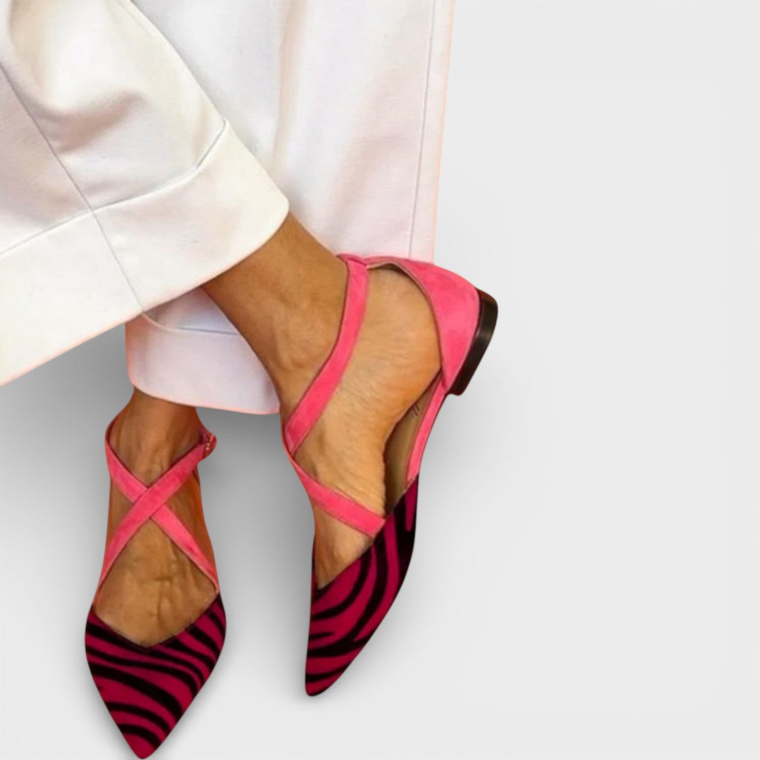 Ballerina Fenna with Zebra Print and Crossed Straps