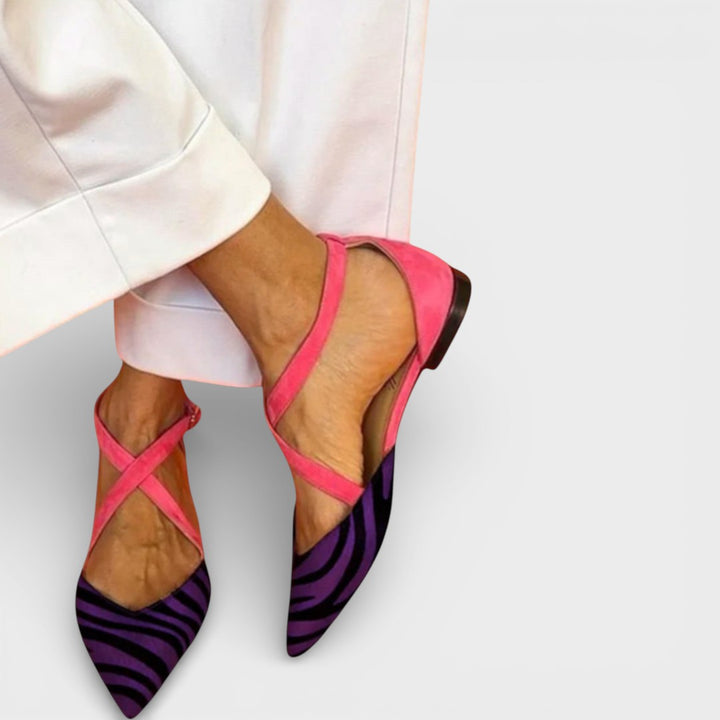 Ballerina Fenna with Zebra Print and Crossed Straps