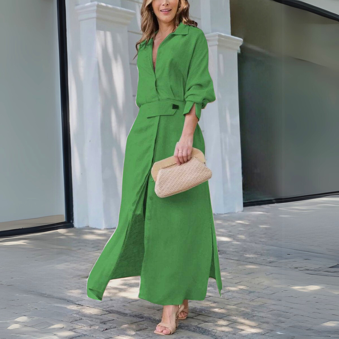 Jeanette™ | Elegant Maxi Dress with V-Neck