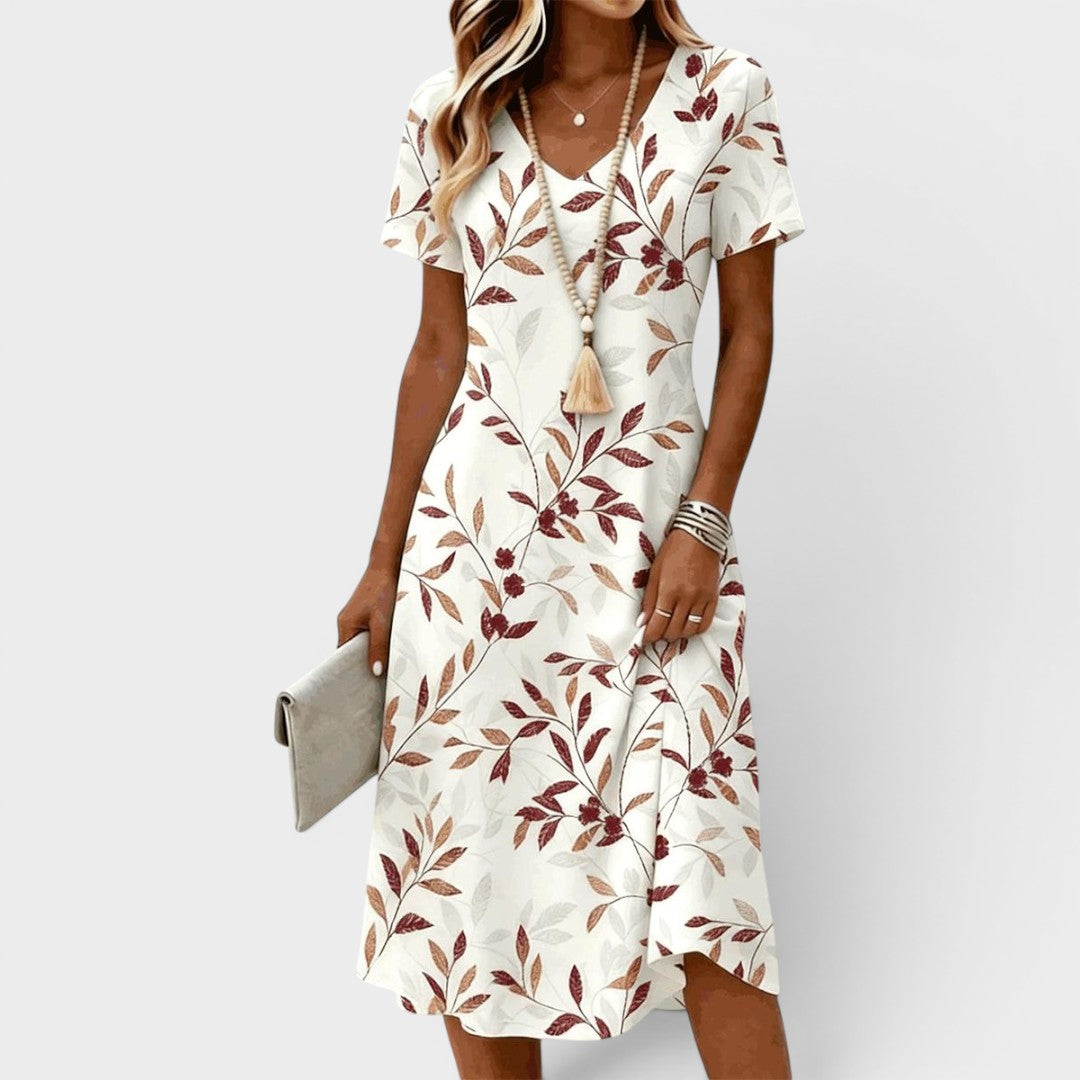 Autumn | Botanical Print Midi Dress