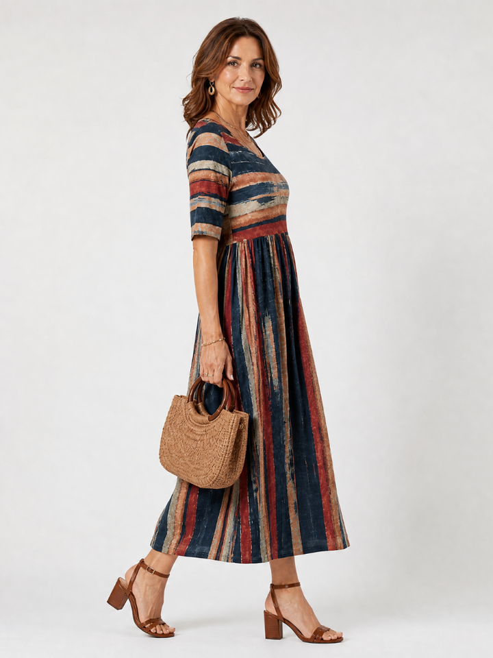 Melissa | Vintage Stripe Empire Waist Midi Dress