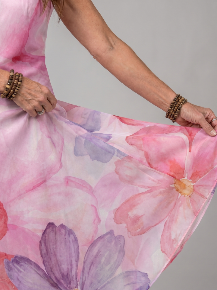 Nemen | Watercolor Flower Sleeveless Flowing Maxi Dress