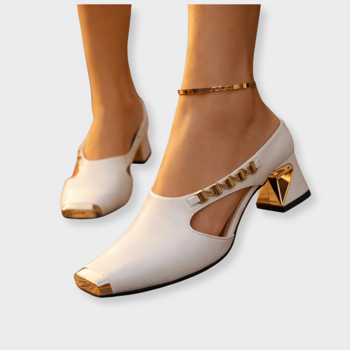 Andrea | Gilded Block Heels