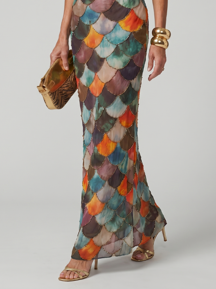 Seraphina | Artistic Print Halter Maxi Dress