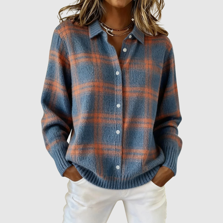Valeria | Casual Contrast Retro Plaid Sweater