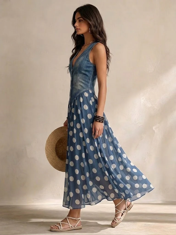 Dana | Polka Dot Chiffon Midi Dress