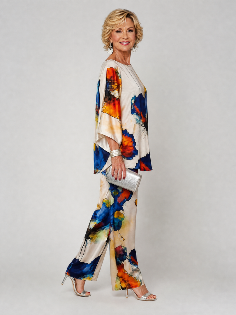 Vivienne | Watercolor Floral Two Piece Pant Set